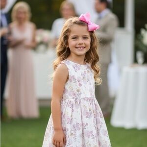 Rachel Ashwell Girls Purple Floral Formal Dress Lined Cut Out Gold Thread